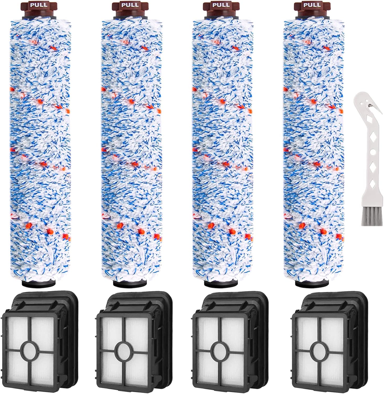 8 Pack Replacement Parts Compatible with Bissell CrossWave 1785 2306 3888A Vacuum Cleaner 4 Pack Multi-Surface Brush Roll 1868 4 Pack Vacuum Filter 1866 Compare to Part 1608683 160-8683 1608684