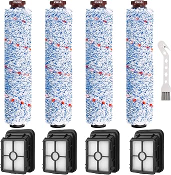 8 Pack Replacement Parts Compatible with Bissell CrossWave 1785 2306 3888A Vacuum Cleaner 4 Pack Multi-Surface Brush Roll 1868 4 Pack Vacuum Filter 1866 Compare to Part 1608683 160-8683 1608684