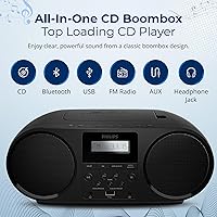 Vista 2 de Philips Portable CD Player Boombox with Bluetooth, FM Radio, Dynamic Bass Boost Speakers, USB/Headphone Jack/Aux Input, All-in-One Compact Stereo