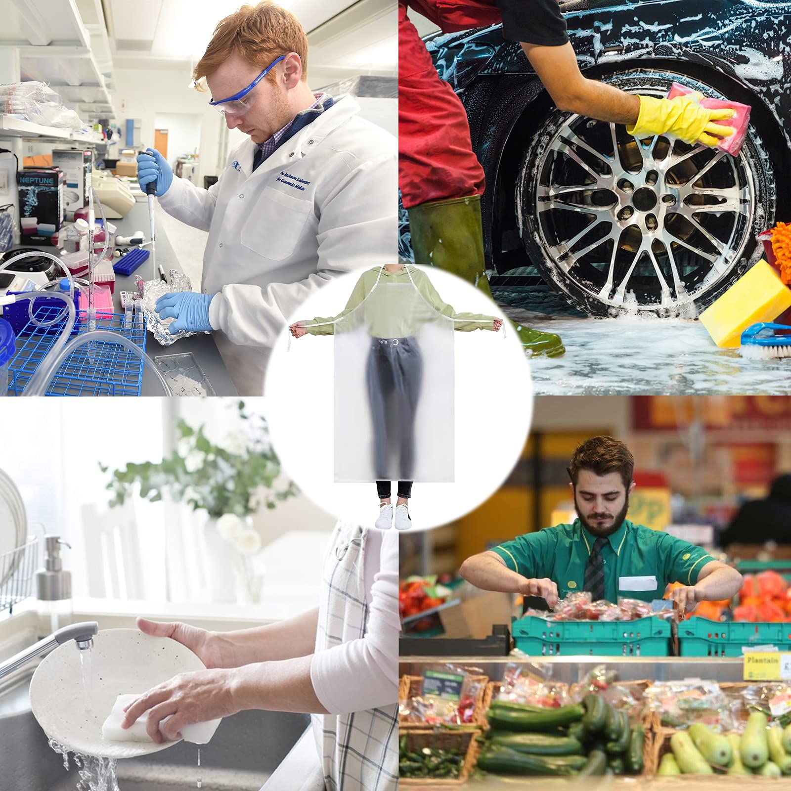 3 Pieces Heavy Duty Transparent PVC Waterproof Aprons