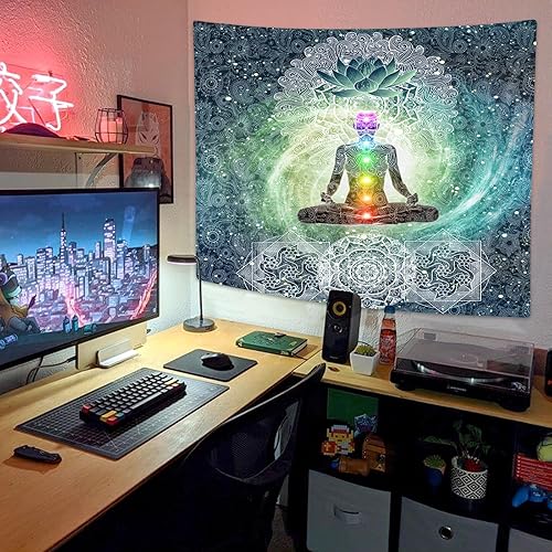 Miniatura 4 de DYNH Tapiz de meditación, decoración de yoga, pequeño tapiz para colgar en la pared para dormitorio, tapiz de loto, póster de playa, manta de playa,