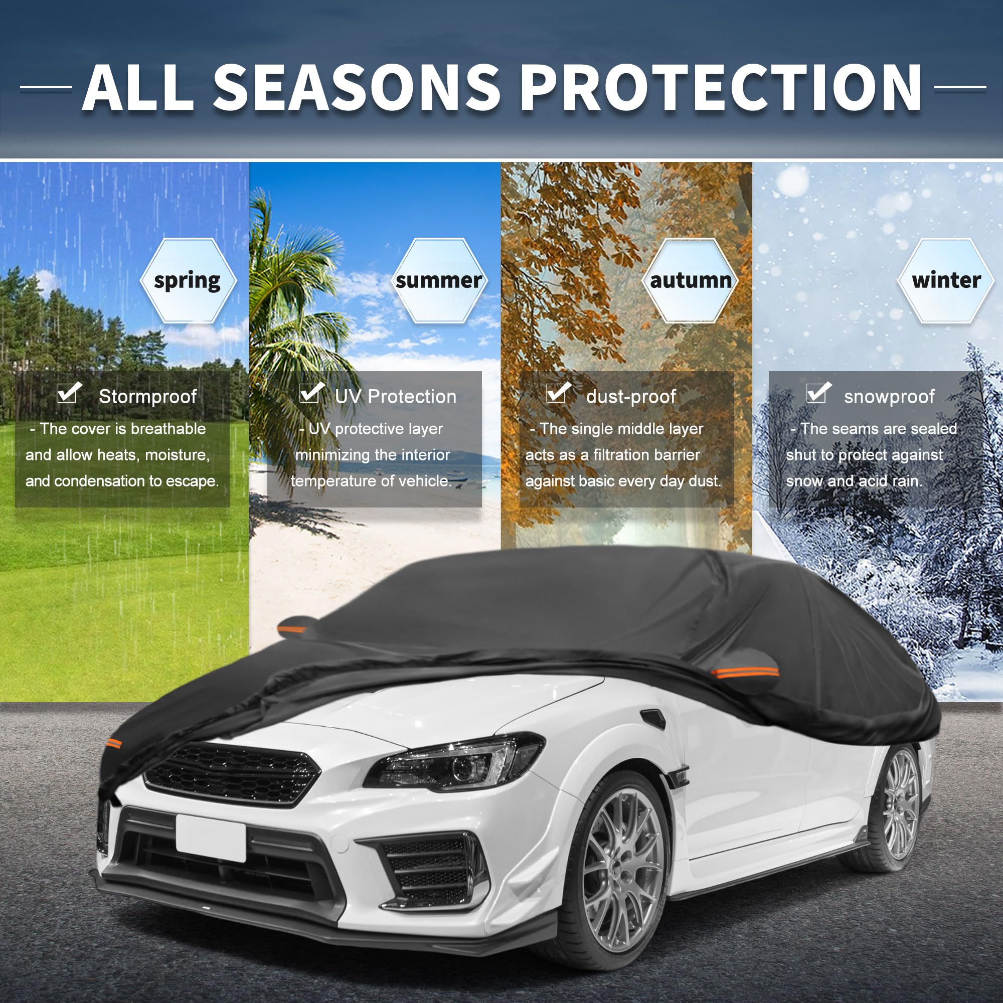 X AUTOHAUX 210D-PU - Funda de Coche Impermeable para Subaru WRX Sedan