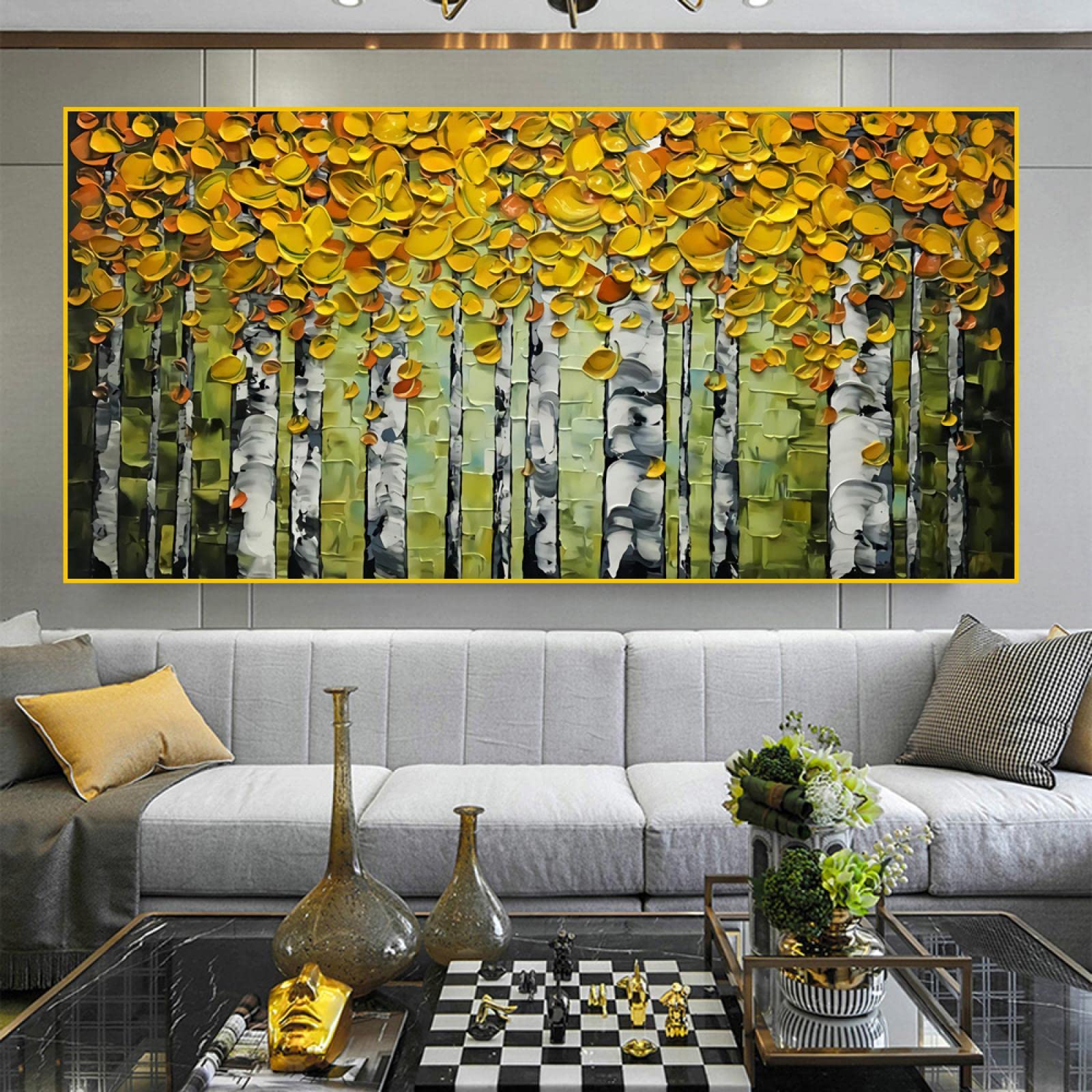 KDXAOBEI Grand arbre de vie bleu abstrait peinture sur toile affiches d'art mural imprime photo murale pour salon décor à la maison 85x170 cm (33x67in) pas de cadre