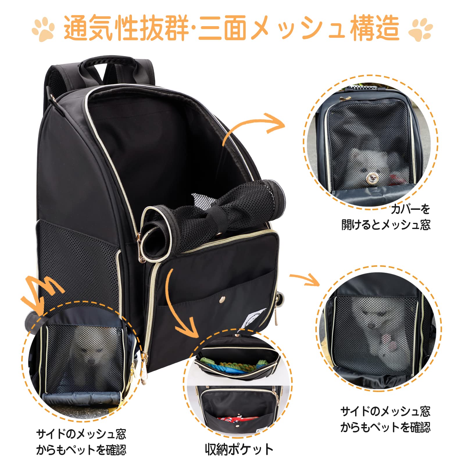 Amazon.co.jp: 犬 リュック ペットきゃりーバック 拡張可能 猫