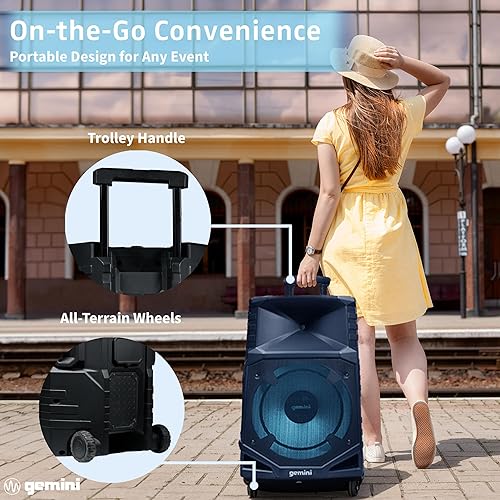 Miniatura 6 de Gemini Sound GXP-T1500 Sistema de altavoces PA Bluetooth portátil para todo tipo de clima con iluminación LED RGB para fiestas, woofer de 15
