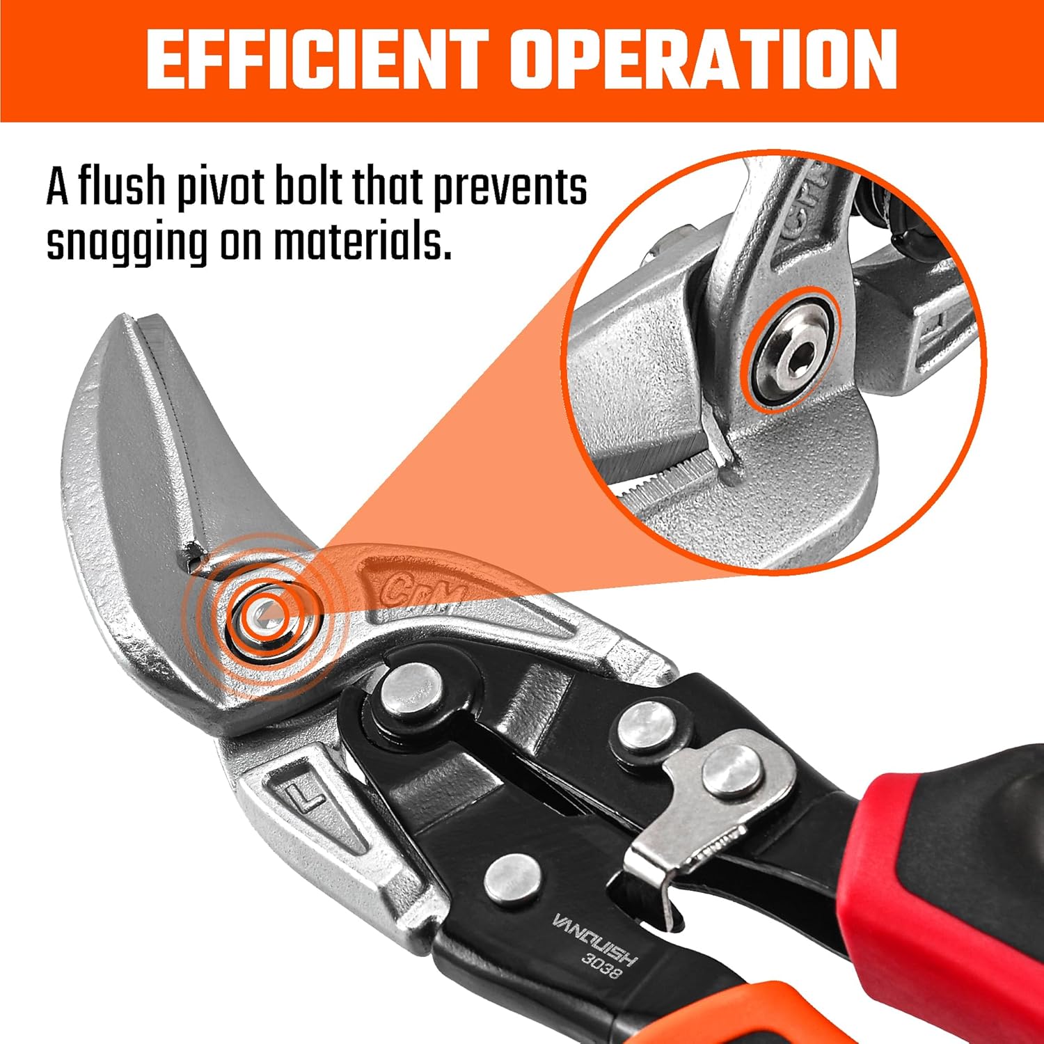 VANQUISH 10 Inch Left-Cut Offset Aviation Tin Snips, CR-MO Heavy Duty Sheet Metal Cutter Shear with Safety Lock Tinner Shears, Drop Forged Blades 10X More Cuts, 3038