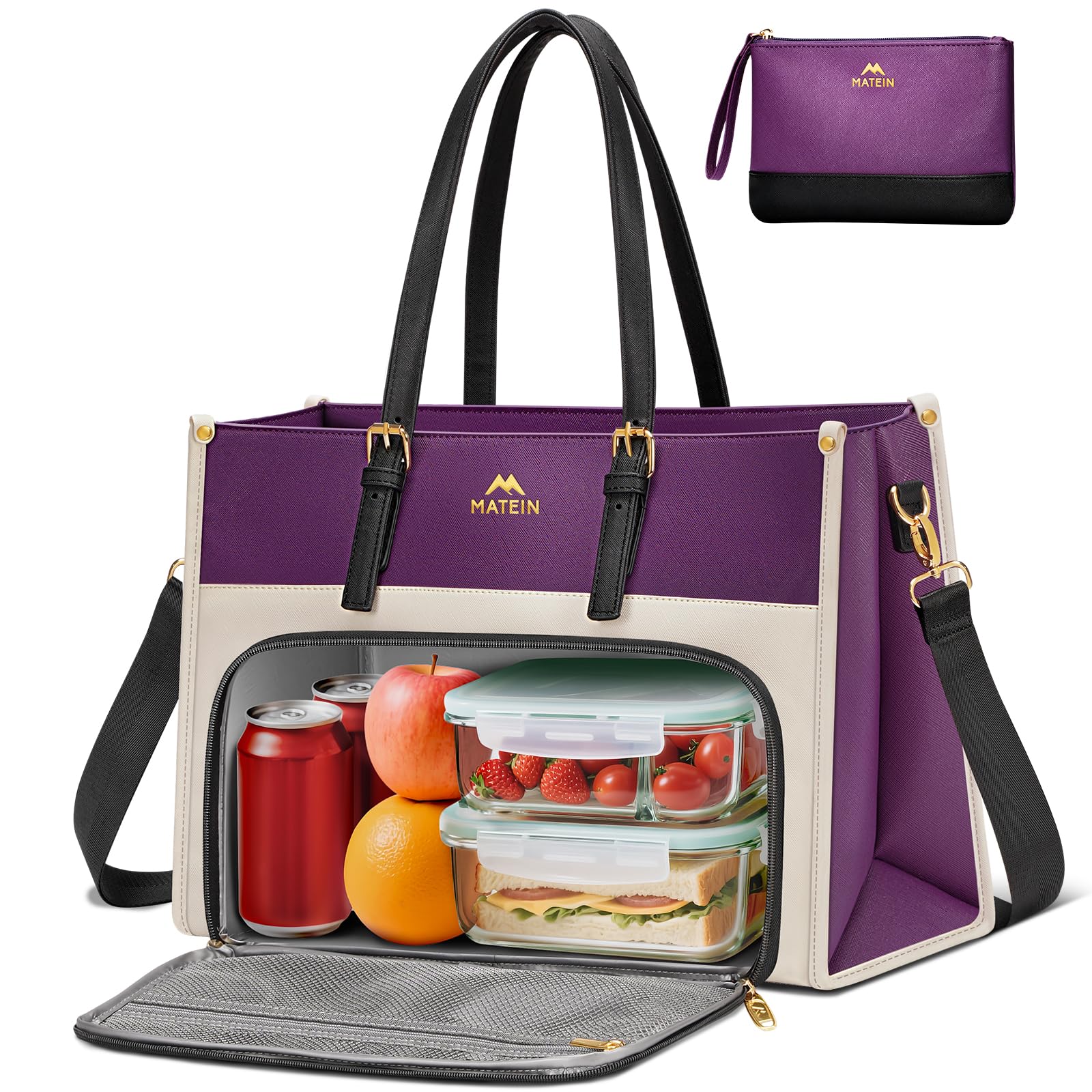 MATEIN Bolso Portatil Mujer de 15.6 Pulgadas, Bolso Mujer Grande, Morado