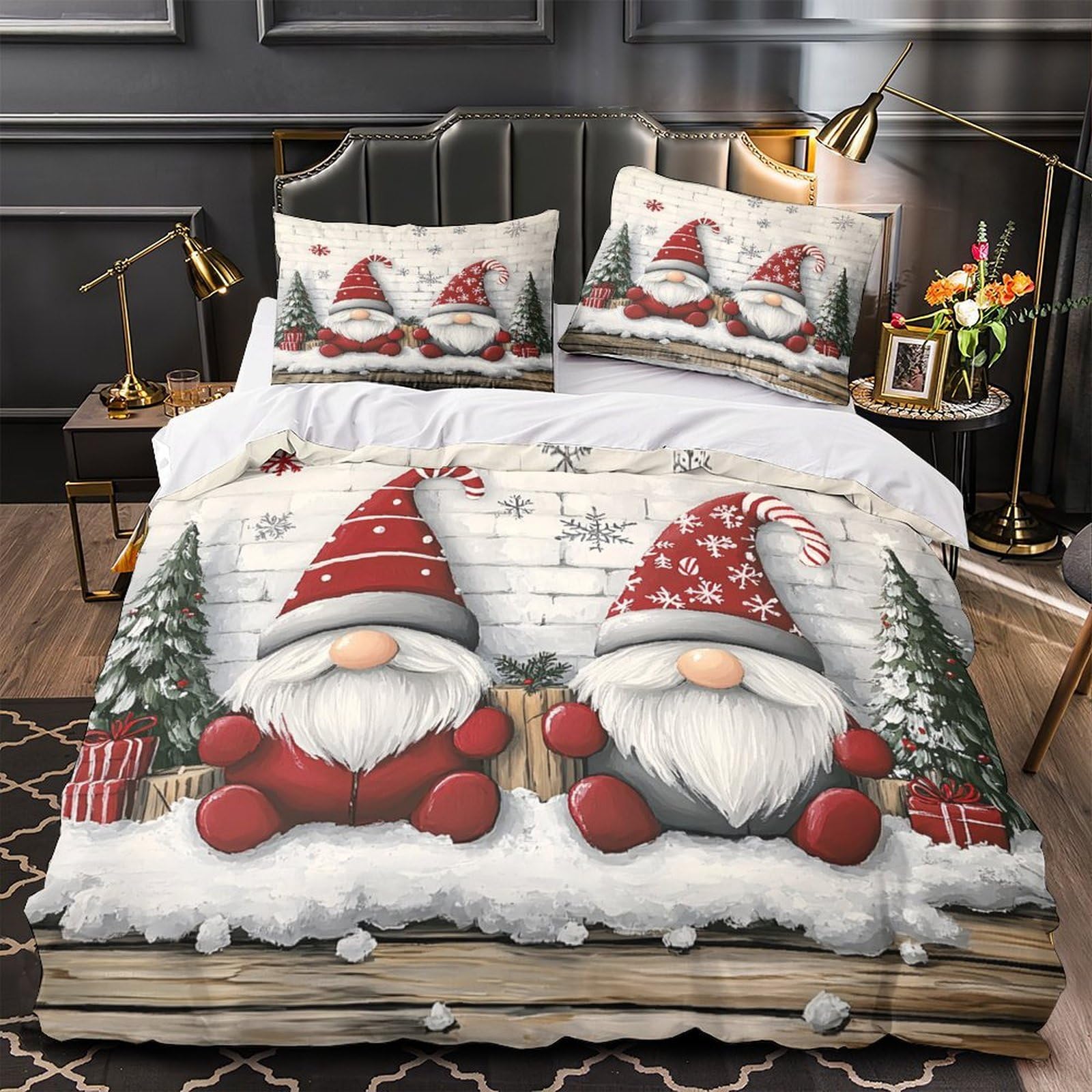 Housse de couette chien de Noël en microfibre douce et respirante pour les nuits d'hiver