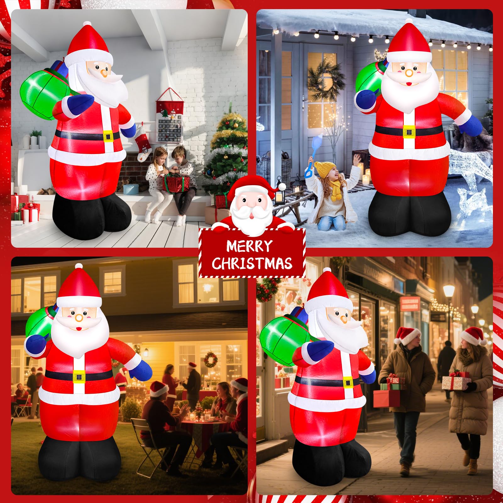 Danxilu 6FT Inflatable Santa Outdoor Christmas Decorations Built-in LED Lights - Image 4
