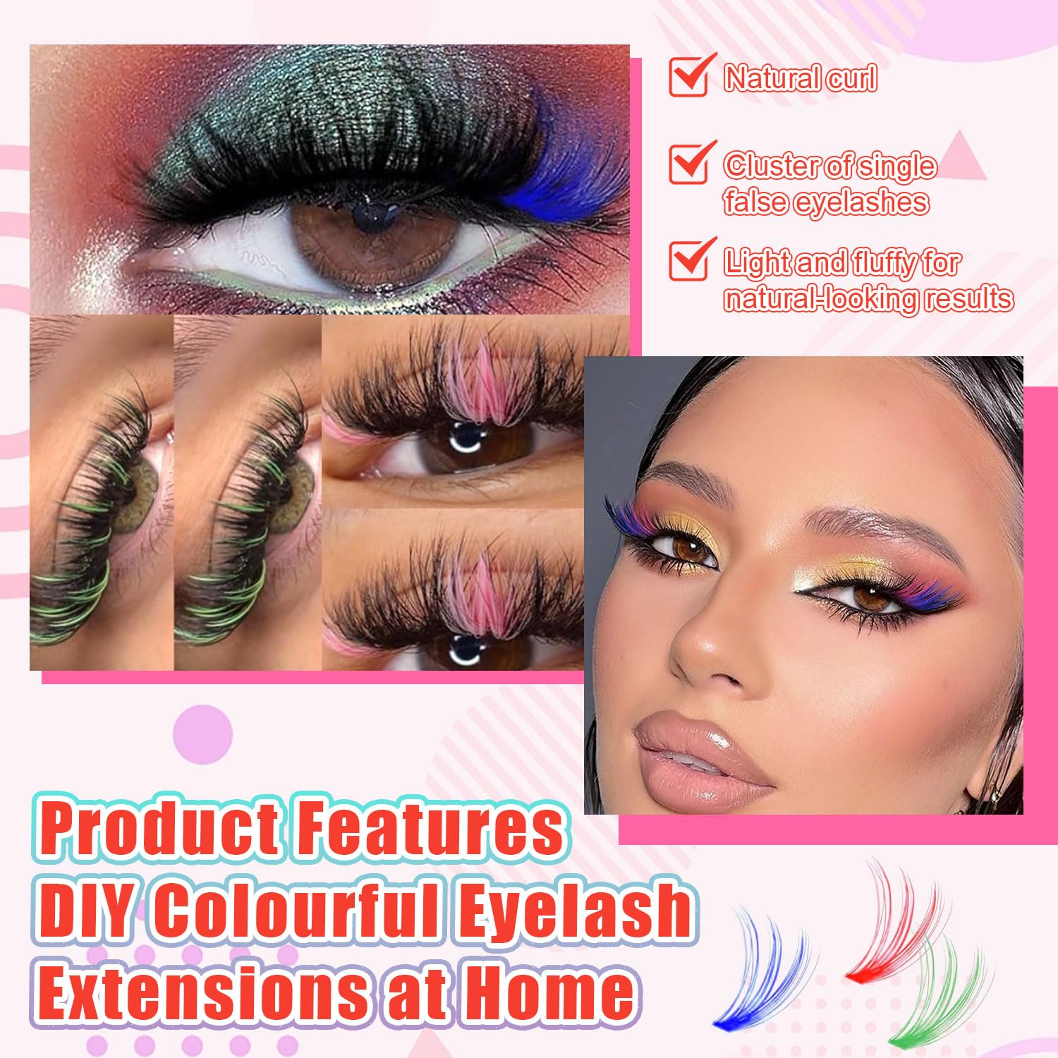 140 Stck Farbige Falsche Wimpern - 16mm Bunte Wimpern in 7 Farben -  Extensions fr Festivals, Events, Partys und DIY-Make-up : Amazon.de:  Kosmetik