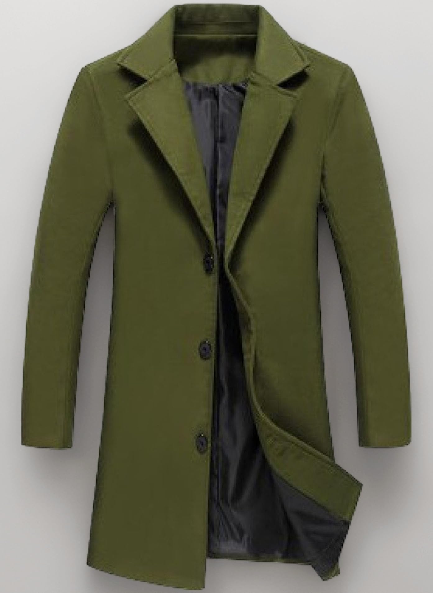 JEShifangjiusu Men'S Trench Coat Long Wool Coat Winter Classic Overcoat Top Pea Coat Casual Business Cotton Blend Jacket