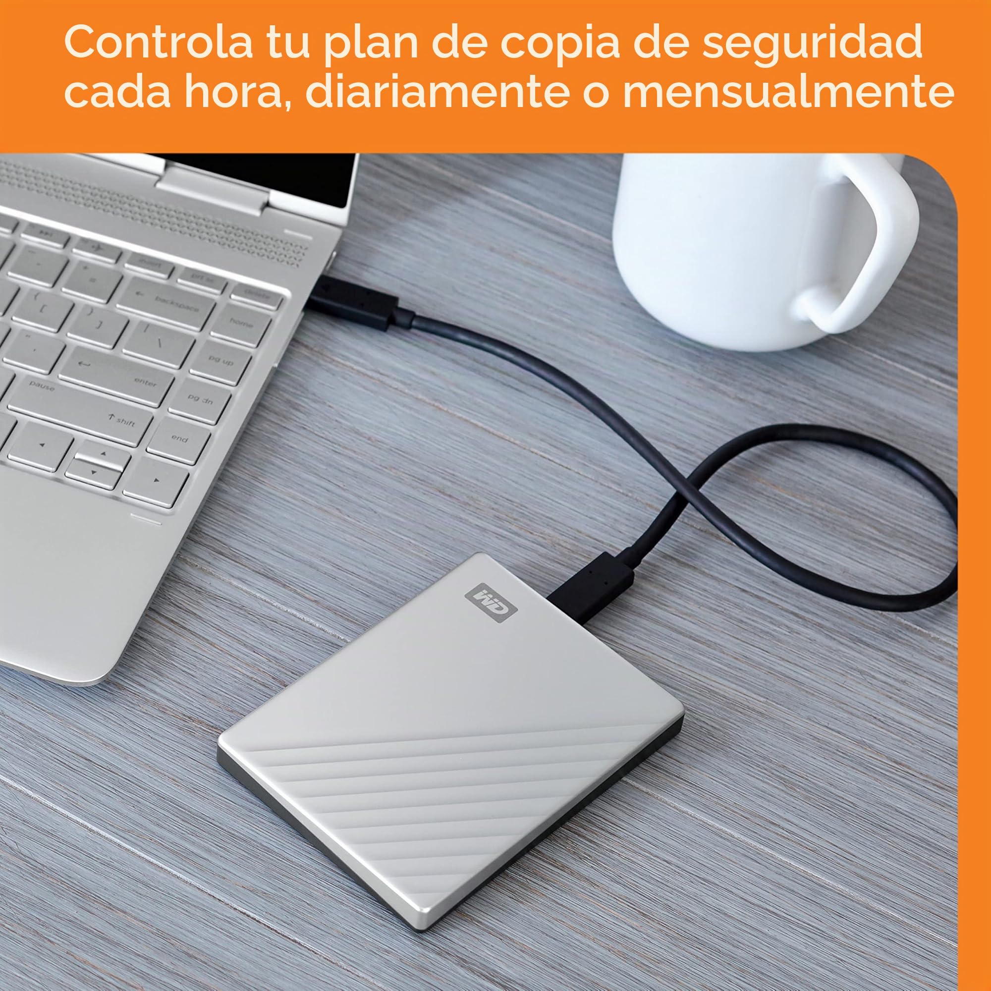 WD 4TB My Passport Ultra Disco Duro Externo Portátil, USB-C, USB 3.2 Gen 1/USB 3.0, Copia de seguridad y protección con contraseña, Formateado para Windows, Plata