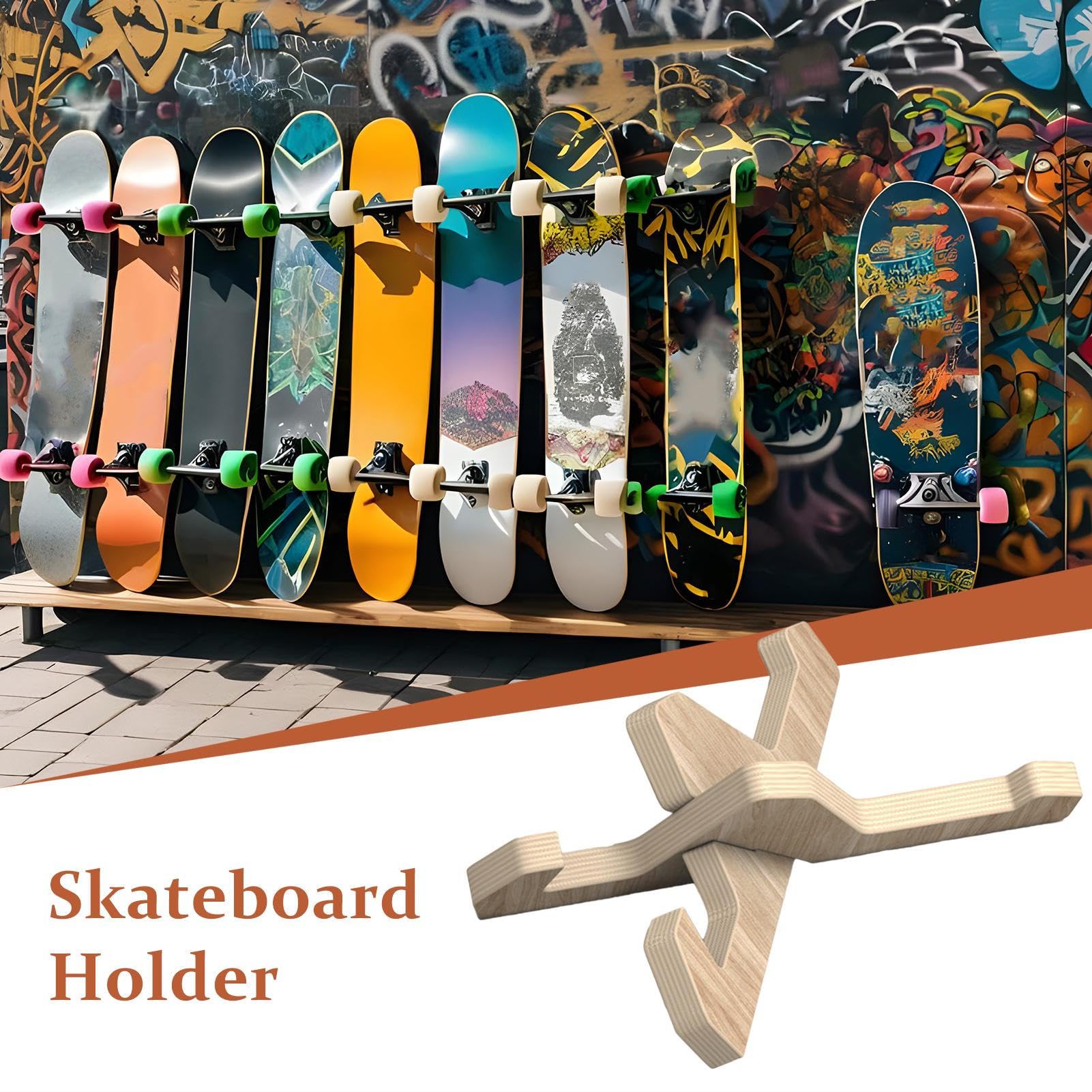Soporte Para Skateboard Base De Madera 26.5cm Estante Duradero Exponer Tablas Almacenamiento