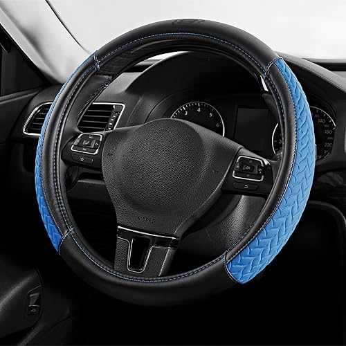 Skechers - Funda para volante de cuero con amortiguación máxima, funda universal de 14" 1/2-15" para proteger el volante del automóvil para hombres