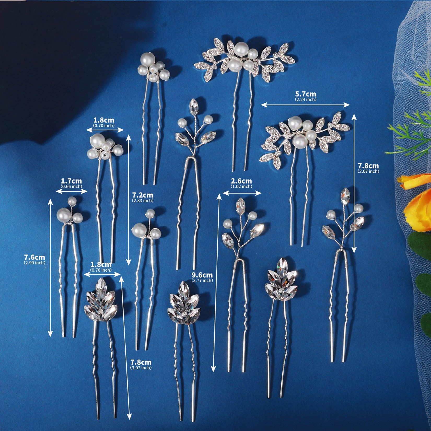 13 forcine per capelli da sposa con strass, accessorio per capelli da sposa per damigelle d'onore