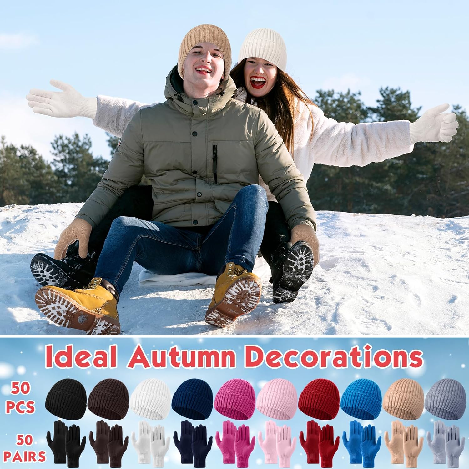 Winter Hats and Gloves Beanies Set Bulk Adults Women Men Unisex Knit Beanie Thermal Gloves for Homeless Gifts - Image 5