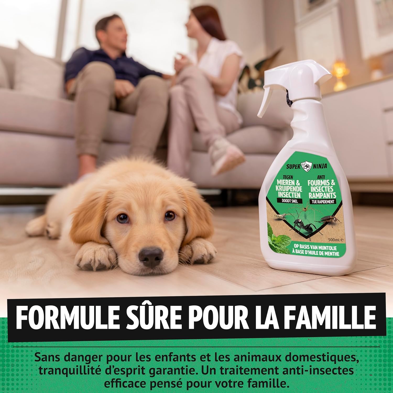 Super Ninja Spray Anti-Fourmis, Araignées, Poissons d'Argent et Anti-Cafards 500 ml - Insecticide Puissant Maison Intérieur pour Insectes Rampants - Formule à la Menthe Naturelle — vue 5