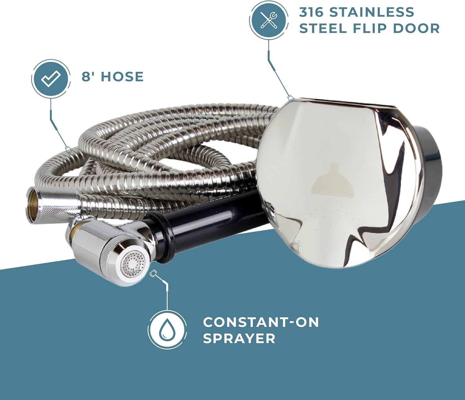 Manufacturers' Select ITC Stainless Steel Transom Shower with 8' Hose