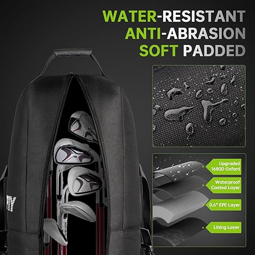 Miniatura 3 de APTY Bolsa de viaje acolchada para club de golf con ruedas, funda para equipaje de golf para aerolíneas, Oxford 1200D resistente al desgaste, capa