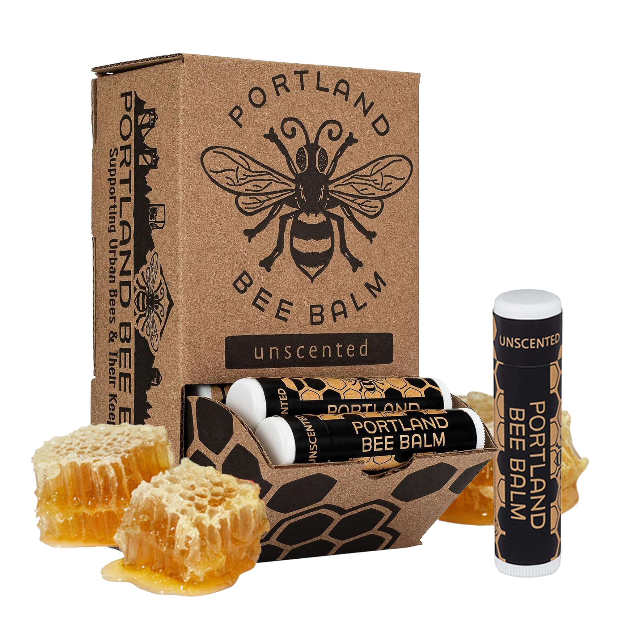 Portland Baume à lèvres à base de cire d'abeille naturelle fait main sans parfum
