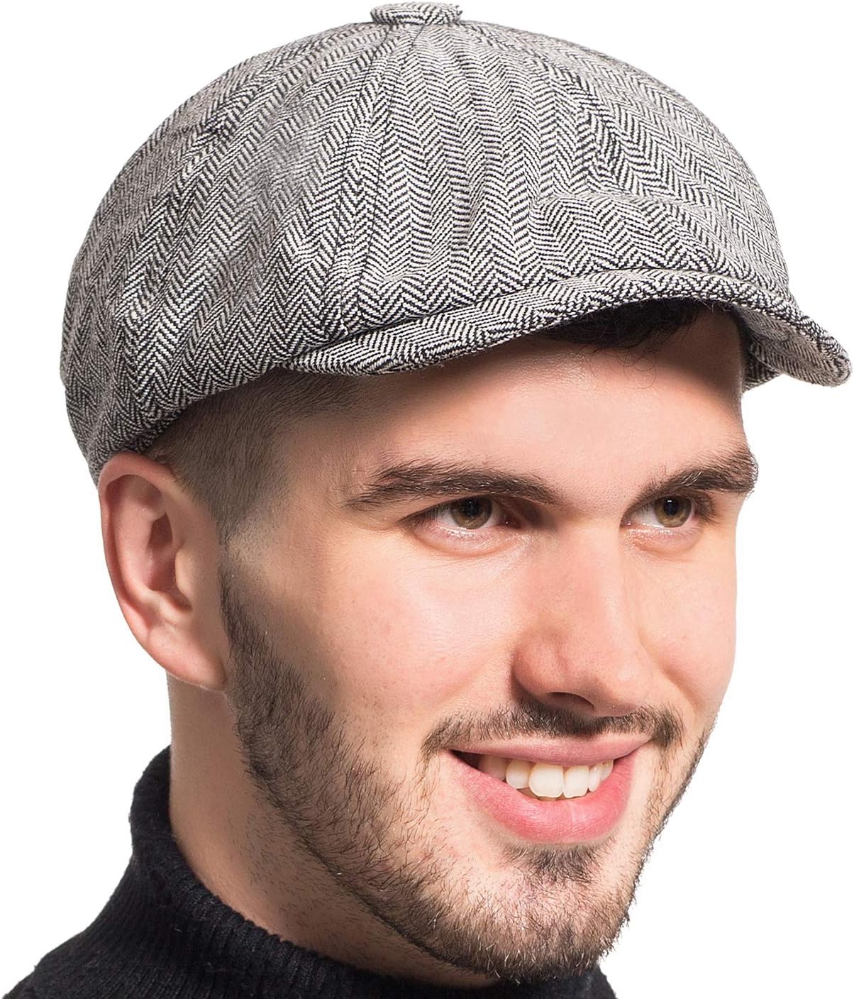 Gatsby Newsboy Hat Men Women Classic Herringbone 8 Panel Trendy Tweeb Flat Cap
