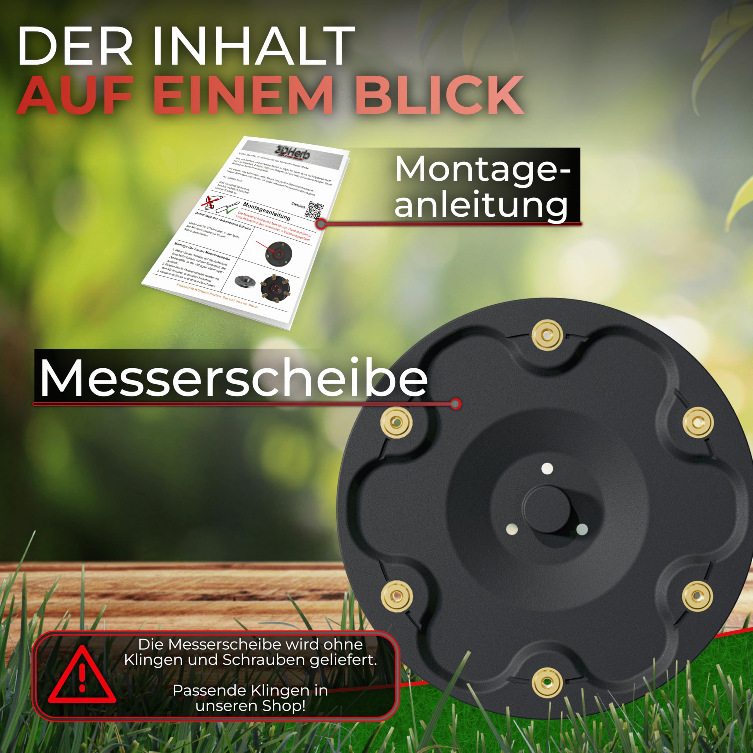 6er Messerscheibe kompatibel mit Segway Navimow Mähroboter i105E, i108E, i110n, i205 AWD, i208 AWD - Premium Mähteller aus glasfaserverstärktem Kunststoff für 6 Klingen