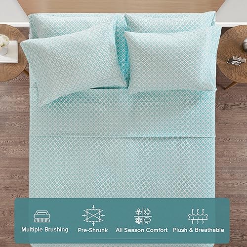 Miniatura 3 de Comfort Spaces - Juego de cama de franela de algodón cálido y transpirable con sábanas de bolsillo profundo y fundas de almohada, tamaño Queen,