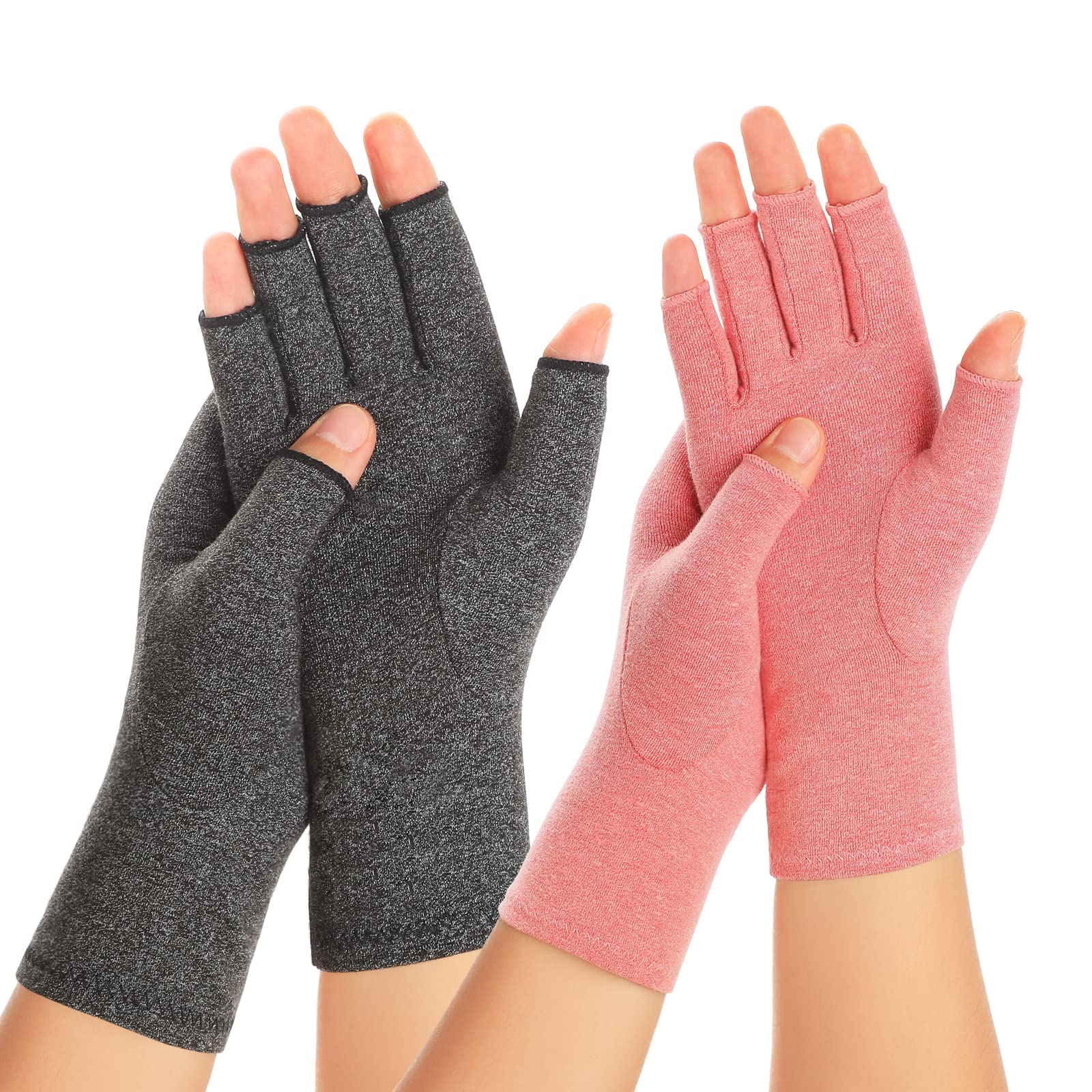 Zexhoor 2 Paar Arthritis Kompressionshandschuhe für Damen und Herren, Karpaltunnelschmerzlinderung, fingerlos für Tippen und tägliche Arbeit
