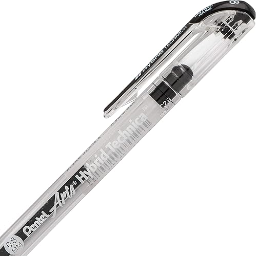 Miniatura 4 de Pentel Arts Hybrid Technica - Bolígrafo de 0.012 in, punta ultrafina, tinta negra, paquete de 1 unidad (KN103BPA)