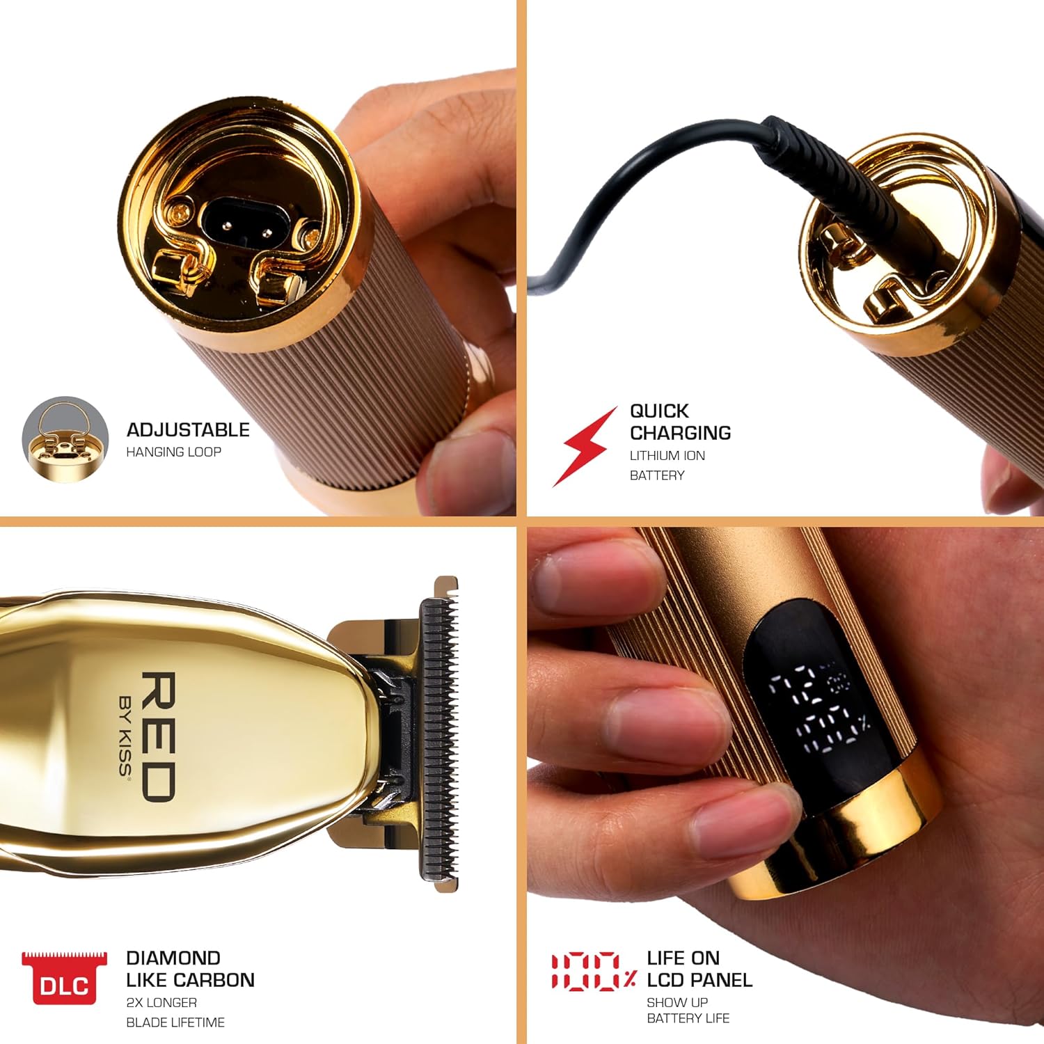 Red by Kiss Cordless Hair & Beard Trimmer & Grooming Portable Organizer Bag