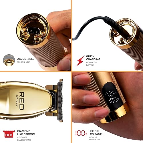 Miniatura 4 de Red by Kiss Cortadora de pelo y barba inalámbrica para hombres, cortadora de pelo recargable profesional, a prueba de agua, pantalla LCD,