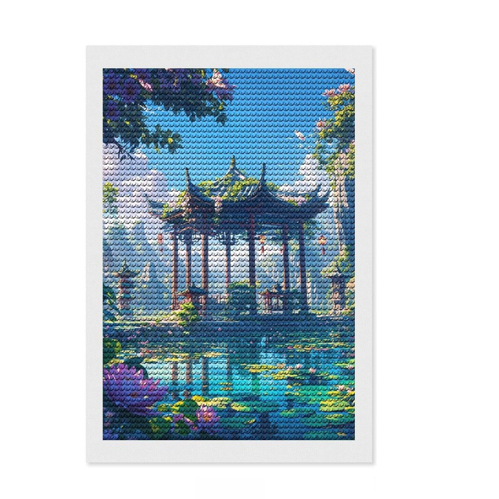Junmoney Hidden Shrine Diamond Art Kit 8"x12", Simple to Start, with Tool Kit, Boho Decor, Gift Idea, Easy to Enjoy, Printed Canvas