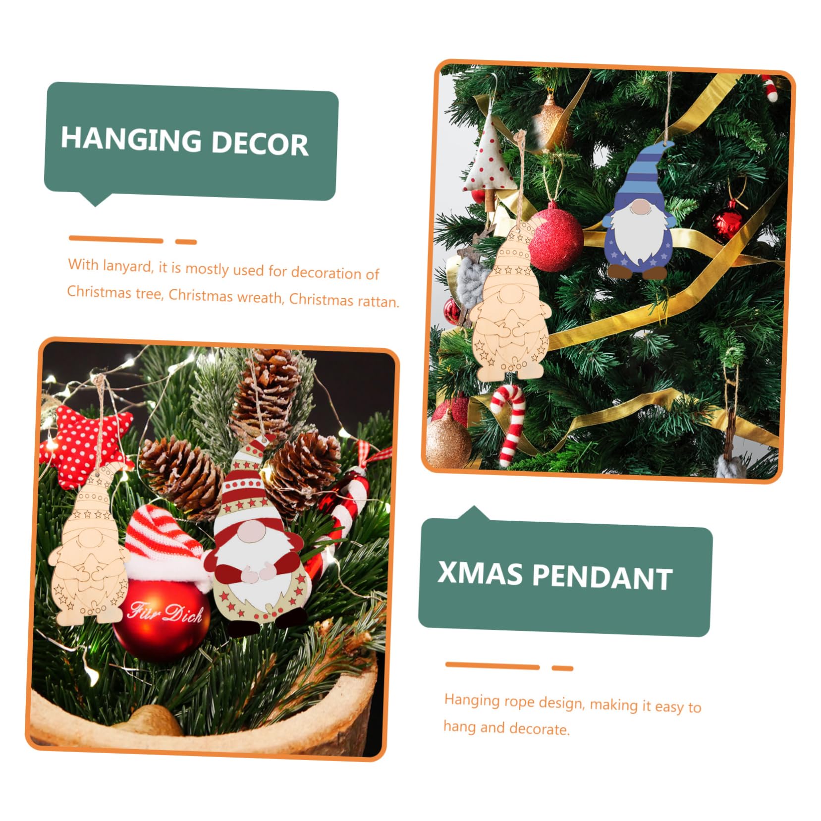 Operitacx 140 Piezas Colgante Enano Adornos Para Arboles De Navidad Colgante De Árbol De Navidad Rebanadas es De Adorno Del Árbol De o Navideño Khaki Madera