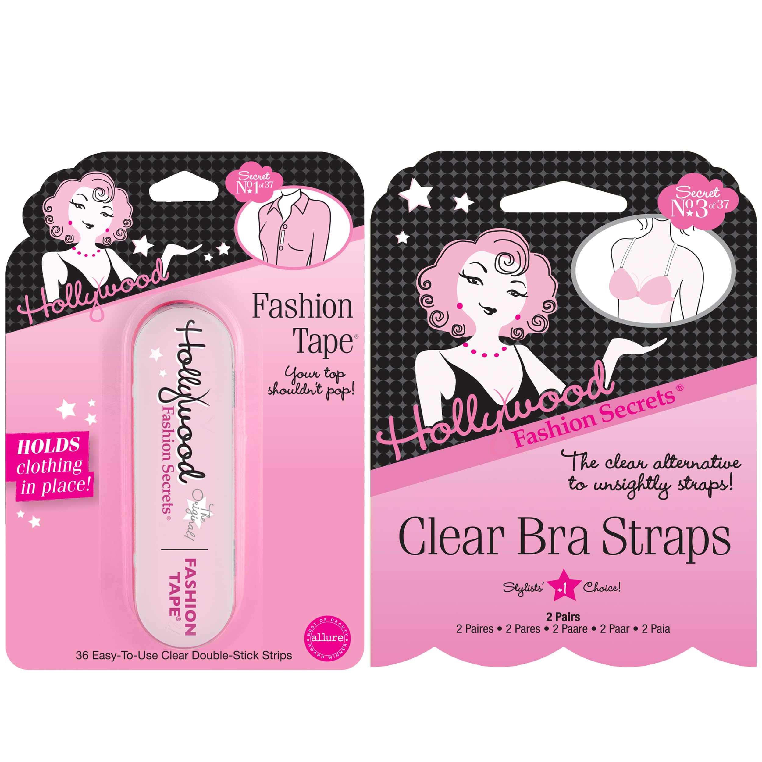 Amazon.com: Hollywood Fashion Secrets Fashion Tape & Clear Bra Straps Set   36 Strips Double Sided Tape for Clothes & Adjustable Straps, Invisible Bra  Strap Replacement, 2 Pairs : Clothing, Shoes & Jewelry