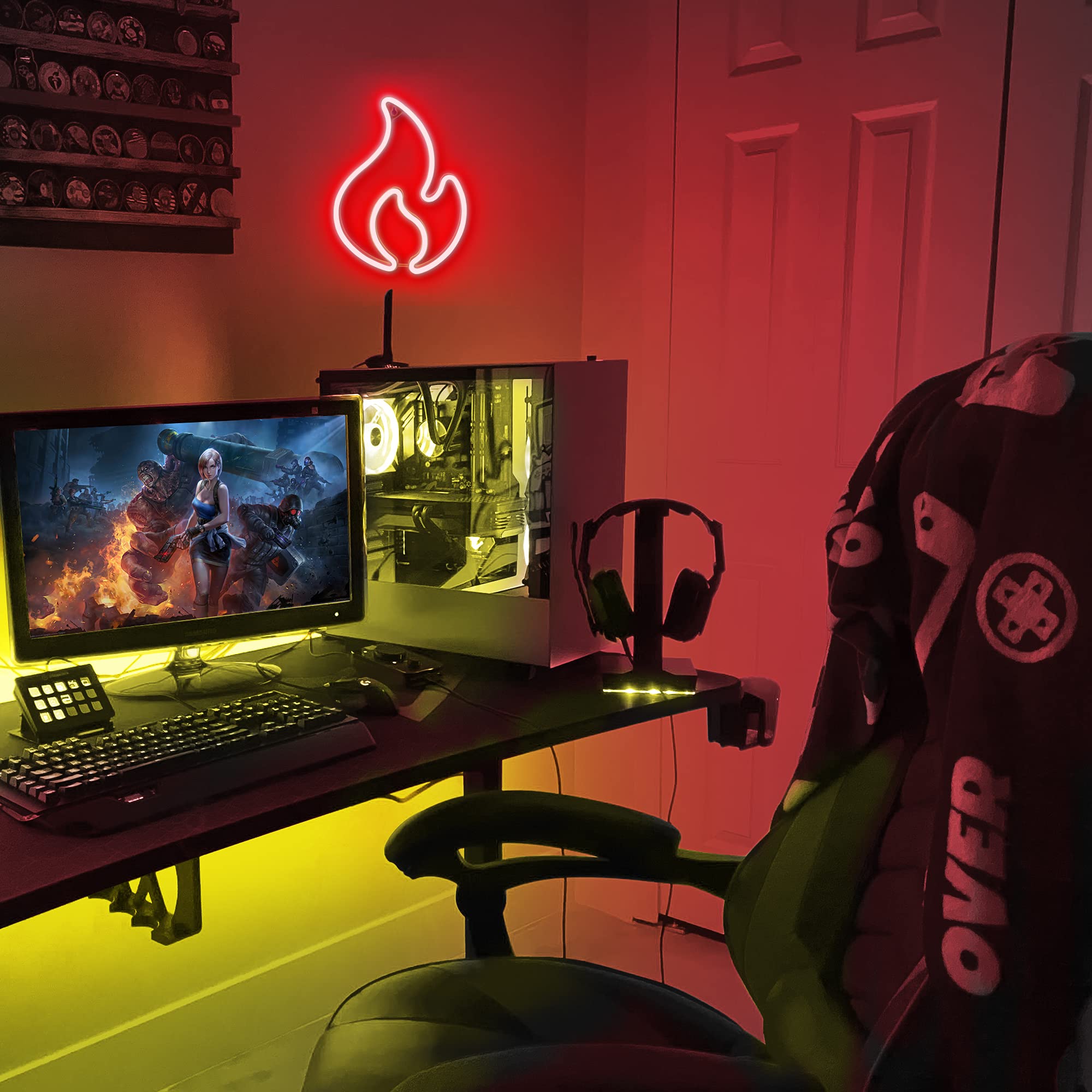 Lumoonosity Flame Neon Sign, Red and Yellow Flame Neon Light with On