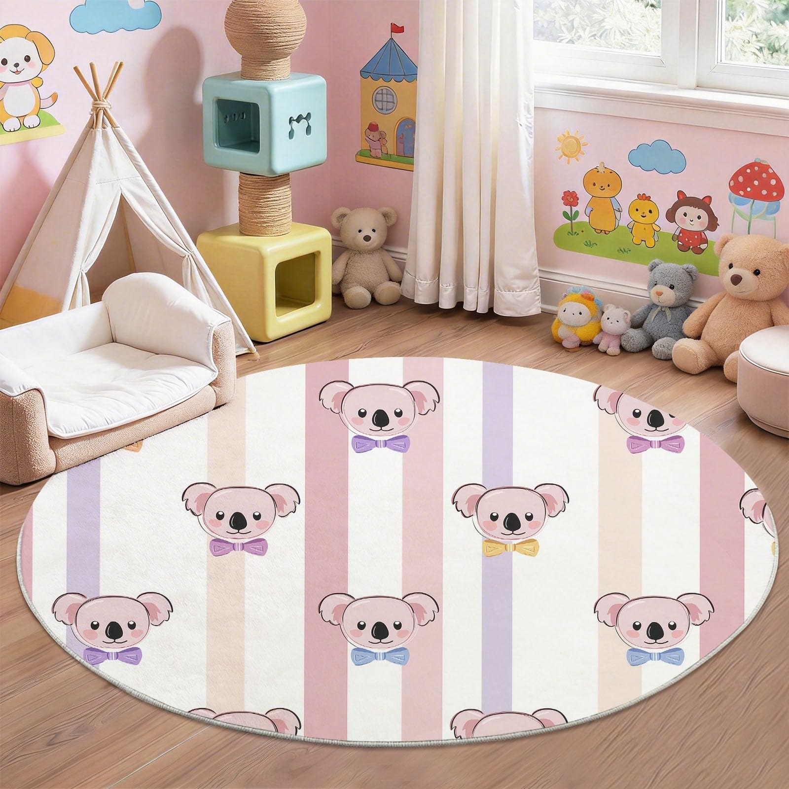 Tapis Rond Blanc Koala pour créer un coin lecture cosy et sécurisé dans la chambre