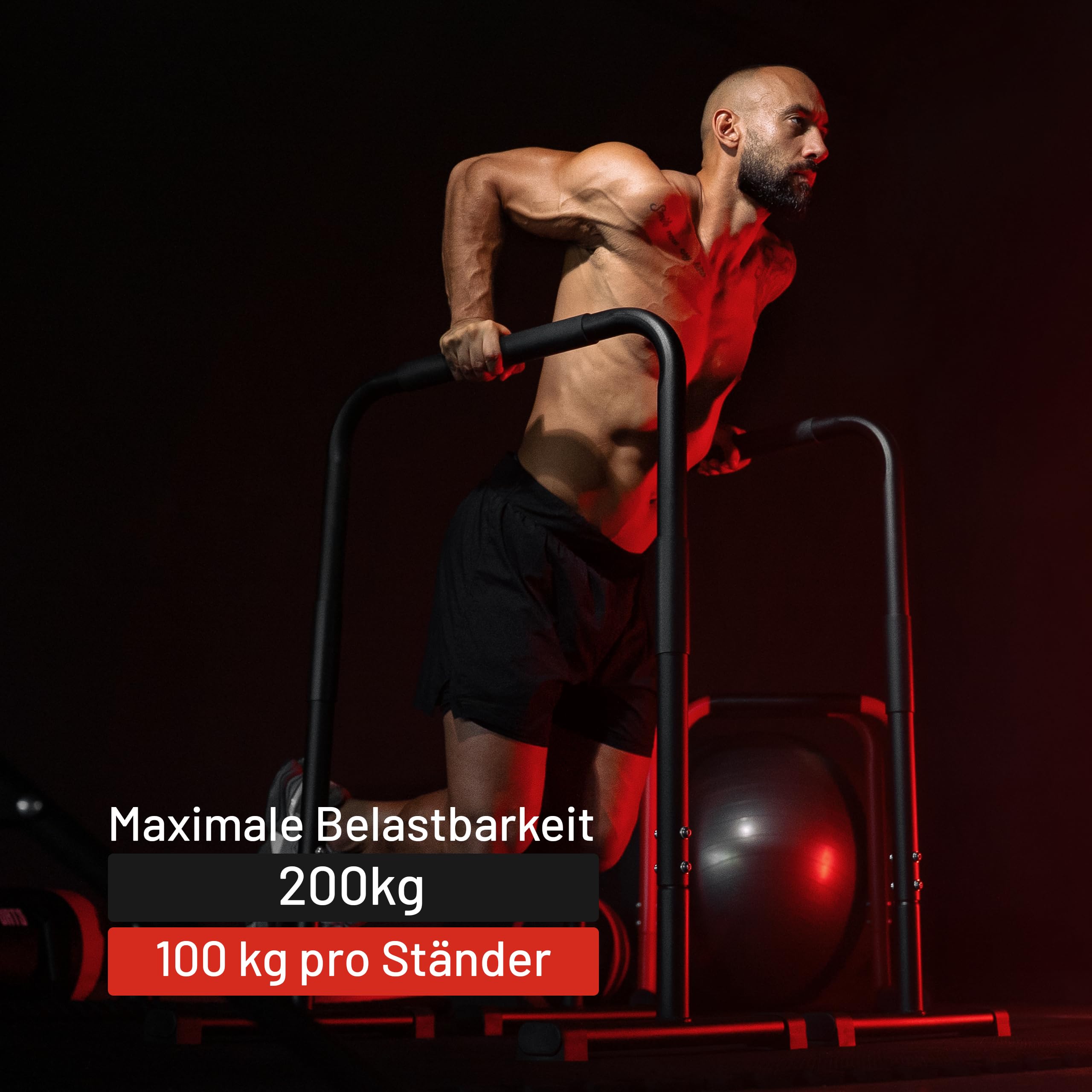 GORILLA SPORTS® Dip Barren - 2er Set, 68 x 45 x 94 cm, bis 200 kg, rutschfest, Stahl, Farbwahl - Fitness Parallettes, Dip Station, Push Up Bars, Dip Stand, Calisthenics