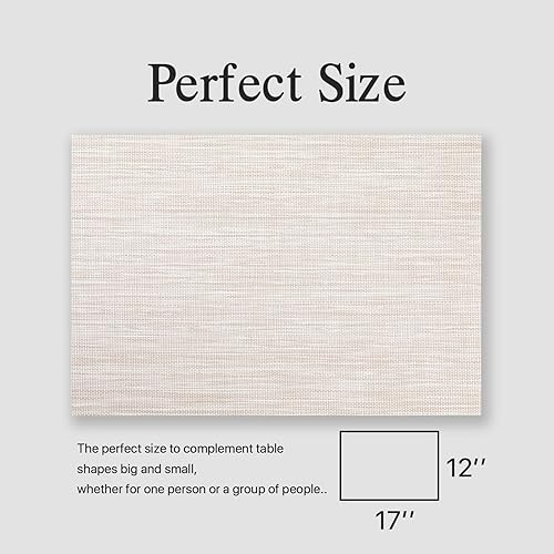 Miniatura 6 de Juego de 4 manteles individuales de vinilo tejido fácil de limpiar para mesa de comedor, interiores y exteriores, manteles individuales de PVC