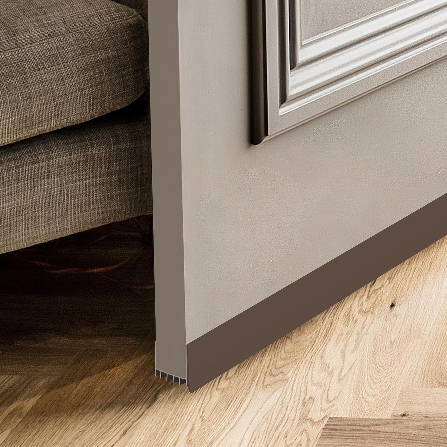 PVC Slide on Door Sweep with Foam Draft Stopper/Sweep for Doors 1" - 1 3/4" Wide - 3 FT Long (Brown)