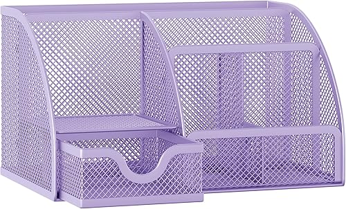 Miniatura 11 de EasyPAG Organizador de escritorio de malla con cajón multifuncional para bolígrafos, organizador de papelería para suministros escolares de oficina,