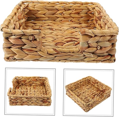 Miniatura 2 de Zerodeko Cesta de paja cuadrada de mimbre organizador de pañuelos caja de almacenamiento de cocina cesta de estante