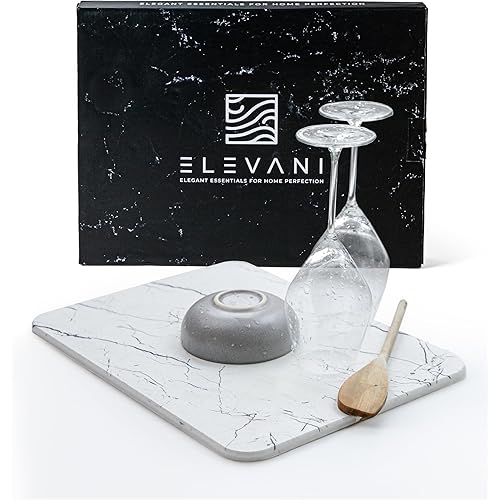 Stone Drying Mat for Kitchen Counter -Stone Dish Drying Mat - Multi-Purpose Stone Drying - Fast Drying Stone Mat Kitchen, Quick Drying Stone Tray, Water-Absorbent Diatomaceous Dish Drying Mats