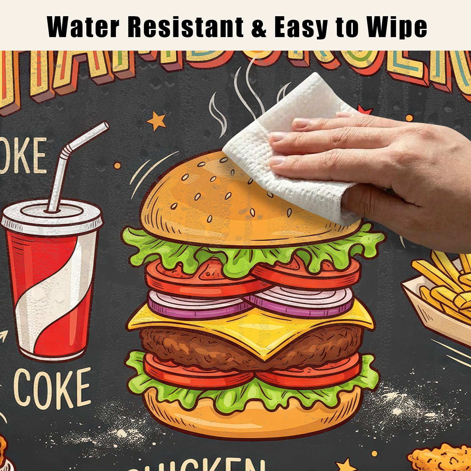 Fototapeta z motywem żywności, czarna, olbrzymi burgery i fast food, w amerykańskim stylu, tapeta z włókniny, nowoczesna tapeta ścienna, kuchnia, dekoracja ścienna, tapeta z motywem, 250 x 175 cm