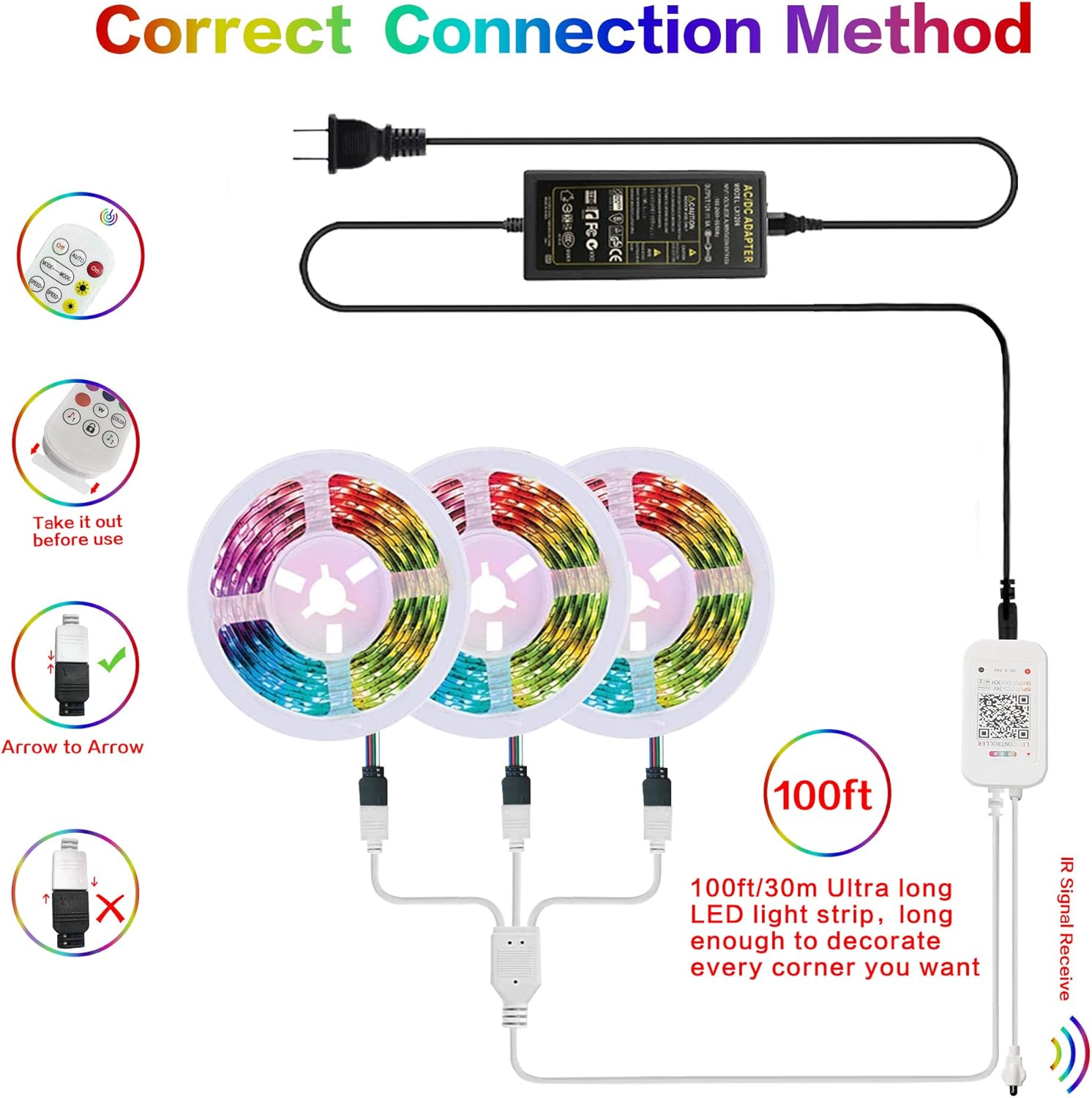 Exclusive Discount 🔥 133ft/40m High Quality 5050 RGB LED Strip Lights, Bluetooth led stip Light, Controlled via Smart app Controlled, Sync with Music, Ideal Decoration for Home, Garden, bar and Party (133ft)