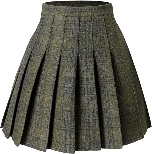 Hoerev Women Girls Versatile Plaid Pleated Skirt with Shorts for Cold Weather