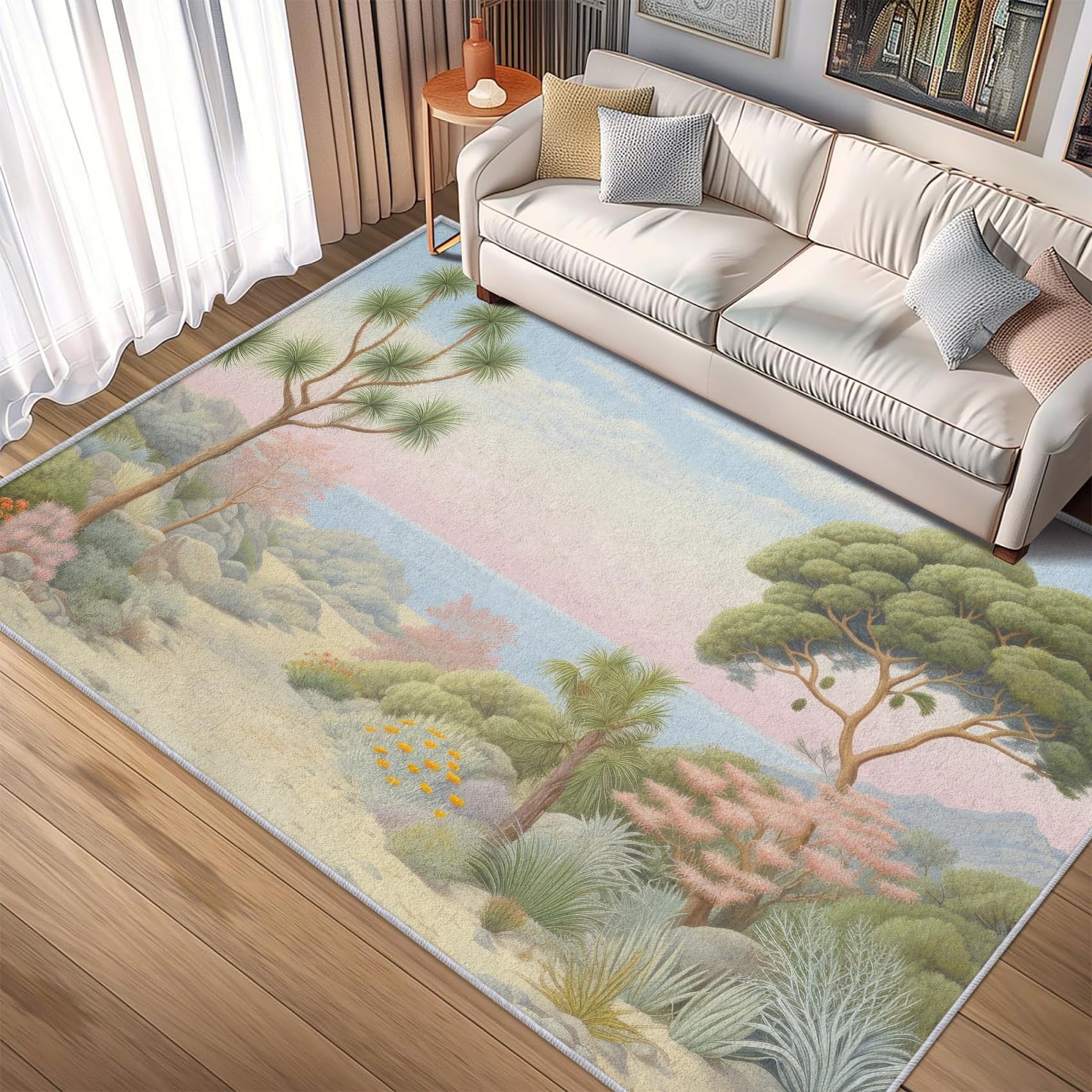 Tapis paysage naturel pour salon chaleureux et chambre d'amis douce