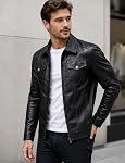 Leather Jacket Men Black Faux Leather Jackets Mens Moto Biker Coat Outwear Windproof