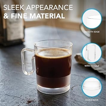 Party Essentials 8-Ounce Hard Plastic Coffee Cups, 10-Count, Bistro Clear (N871021)