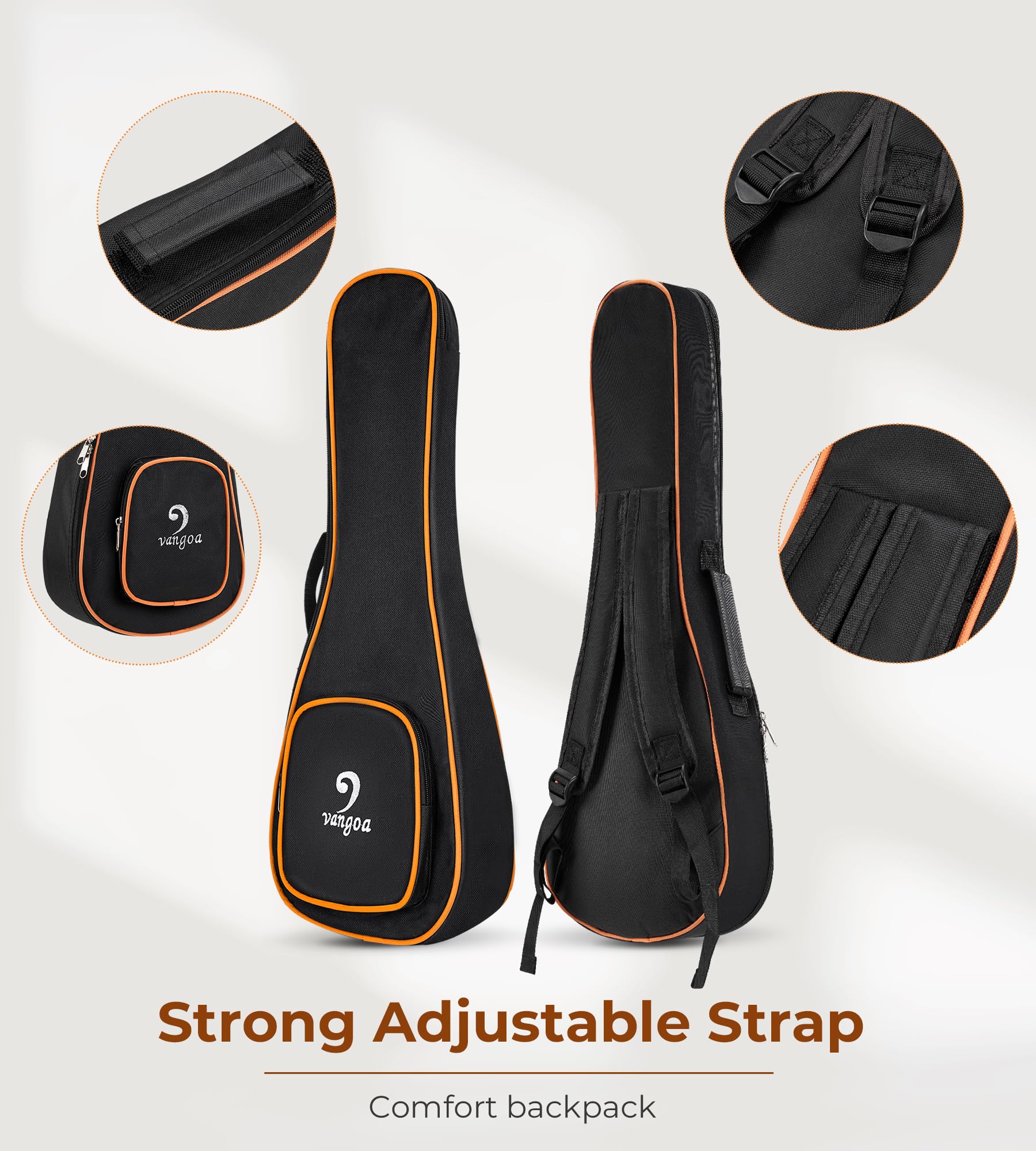 Ukulele Concert Mahogany Bundle 23 inch Ukelele for Beginners Adults Professional Four String Wooden Hawaiian Starter Uke Kit, Natrual Wood Color by Vangoa - Image 6