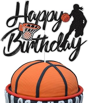 Basketball Happy Birthday Cake Topper Girls Basketball Player Scene Cake Decoration Female Sport Theme Party Event Supplies for Girls Woman Kids